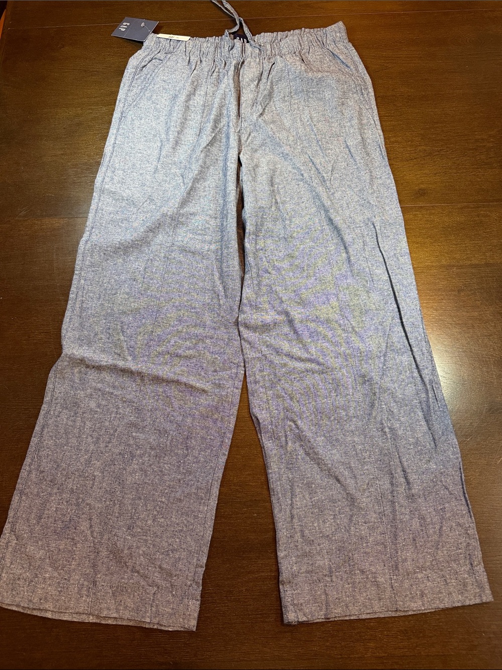 NWT GAP Linen Wide Leg Pants in Heathered Blue Coastal